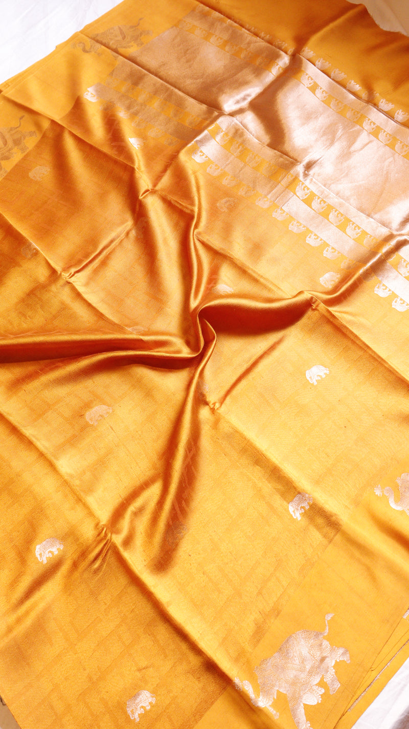 Raw Mango Kadwa Buta Pure Katan Silk Saree