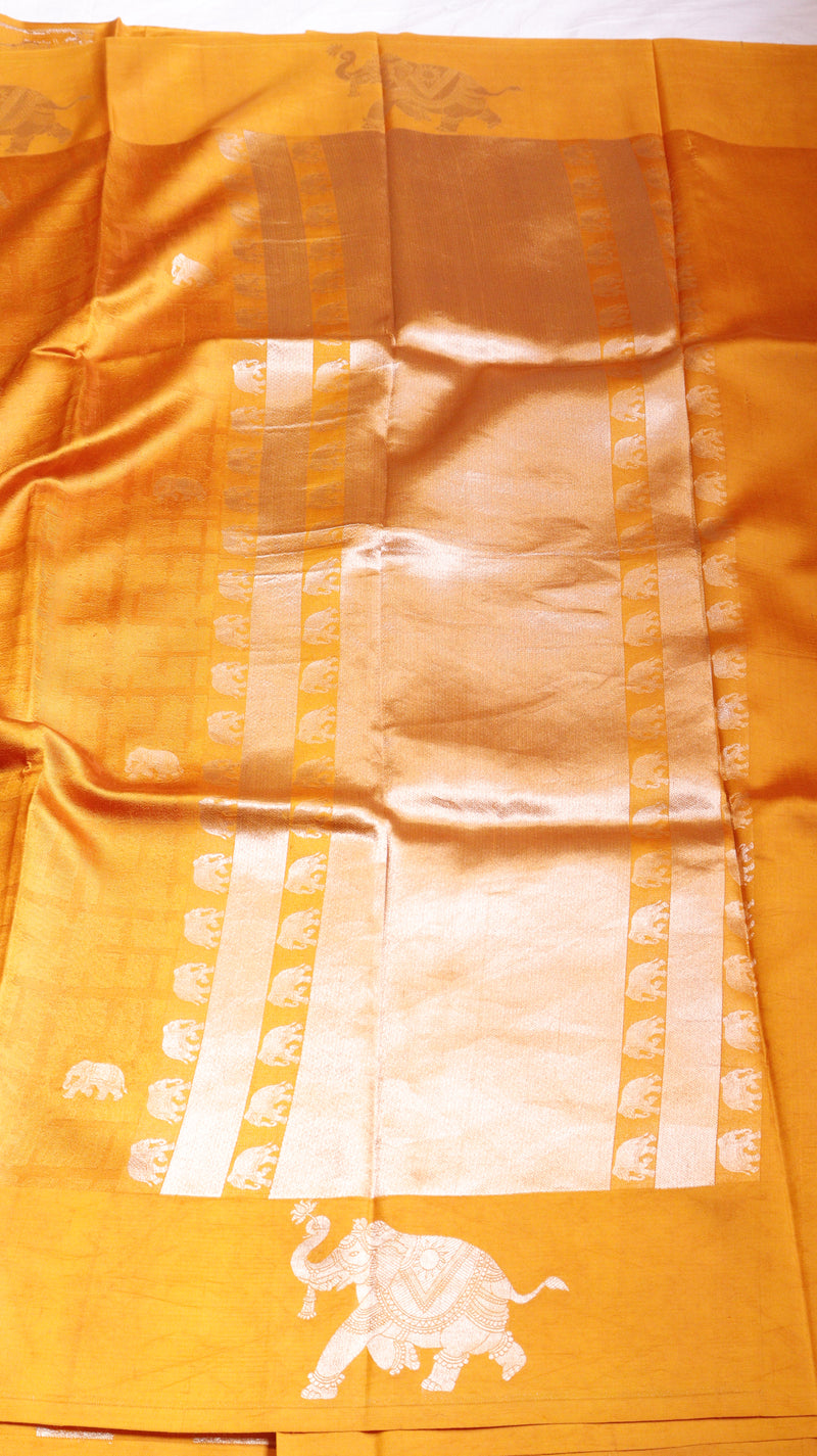 Raw Mango Kadwa Buta Pure Katan Silk Saree
