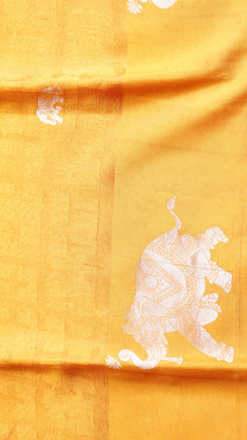 Raw Mango Kadwa Buta Pure Katan Silk Saree