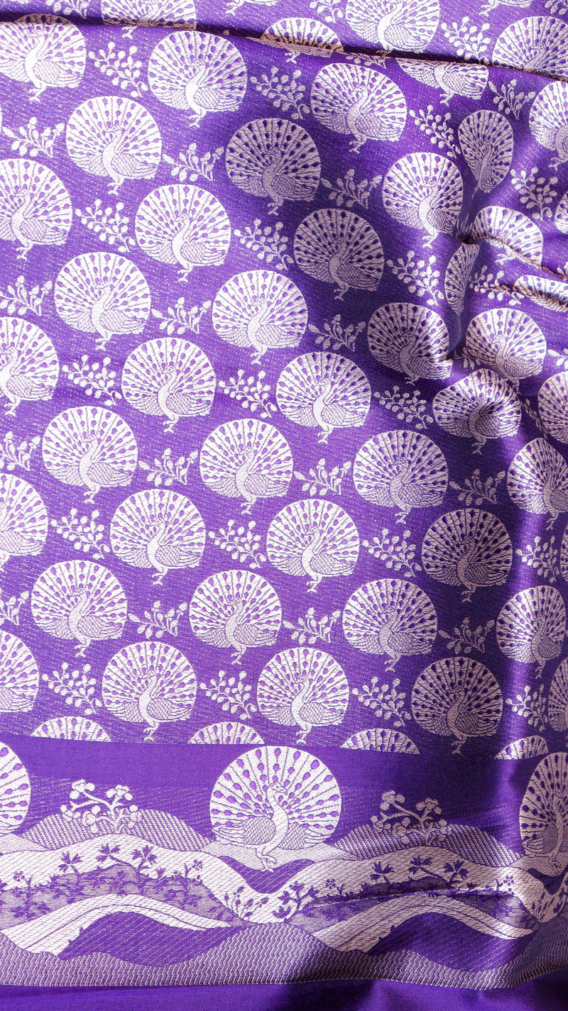 Pre-Order : Purple Pure Katan Silk Handloom Saree