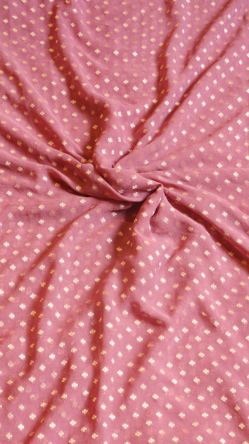 Mauve Pink Pure Khaddi Georgette Handloom Saree with Contrast Blouse