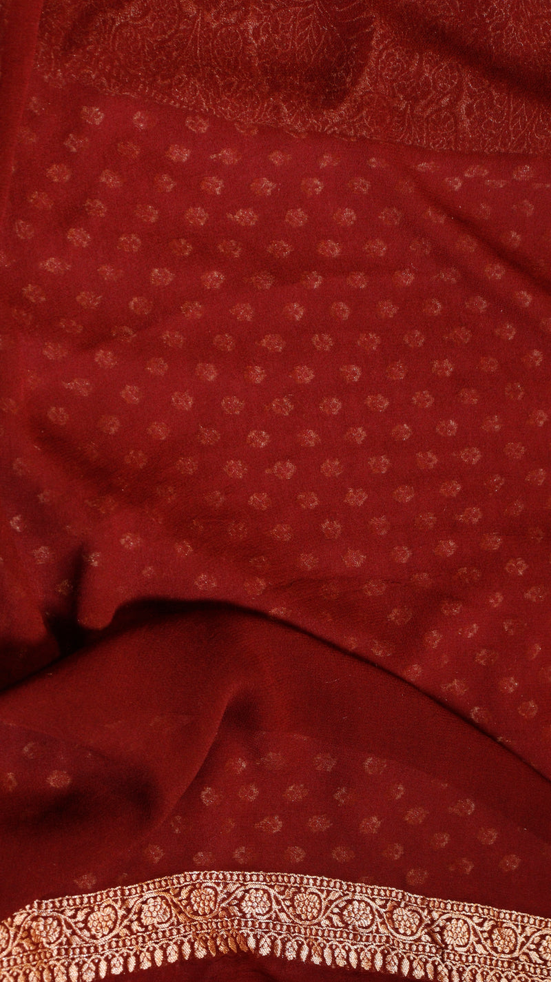 Mauve Pink Pure Khaddi Georgette Handloom Saree with Contrast Blouse