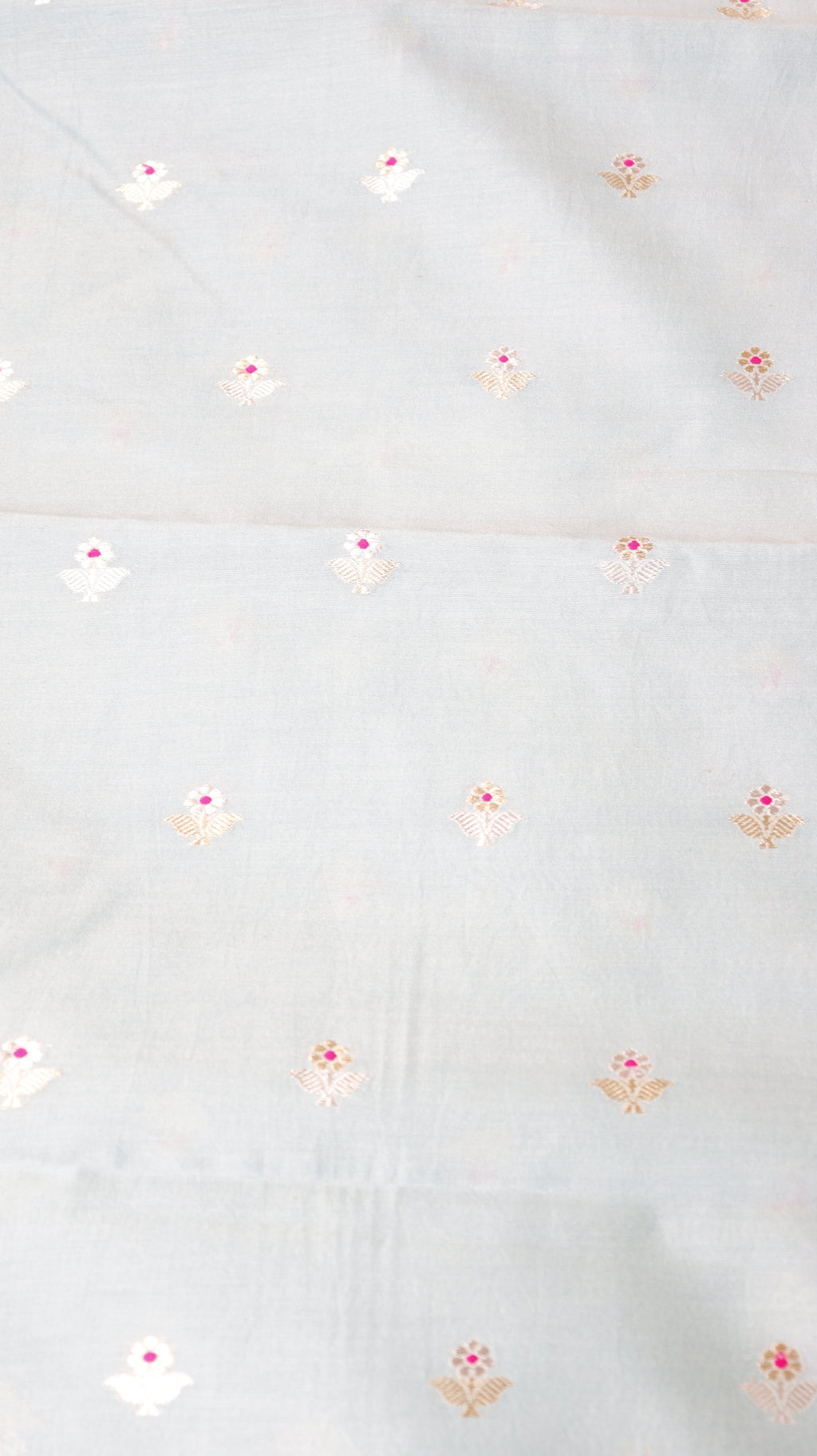 Pre-Order : Sky Blue Pure Chanderi Silk Handloom Suit Set with Contrast Dupatta