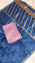 Pre-Order : Soft Purple Pure Chanderi Silk Handloom Suit Set with Contrast Dupatta