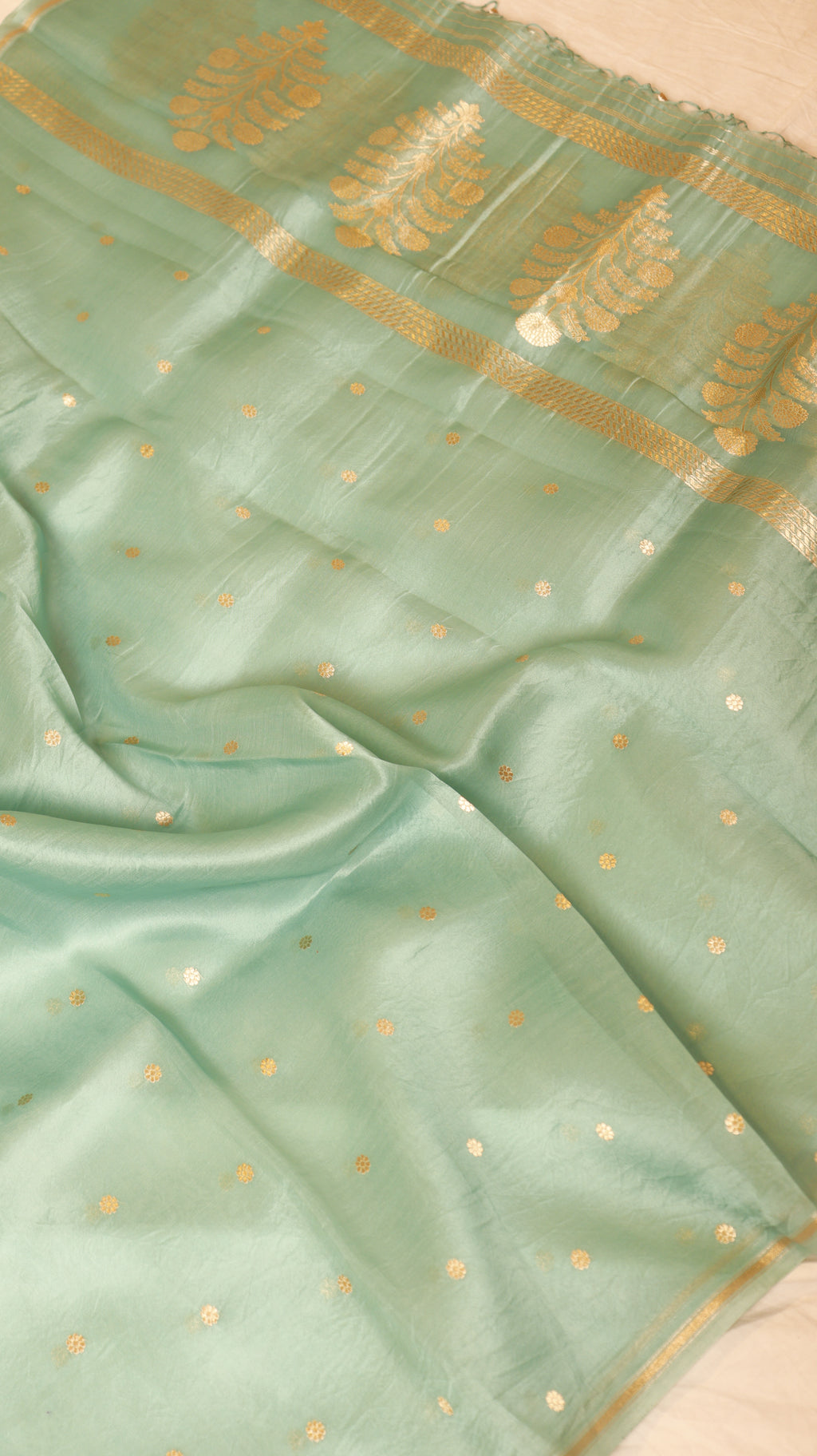 Pre-Order : Mustard Yellow Pure Chanderi Silk Handloom Suit Set with Contrast Dupatta