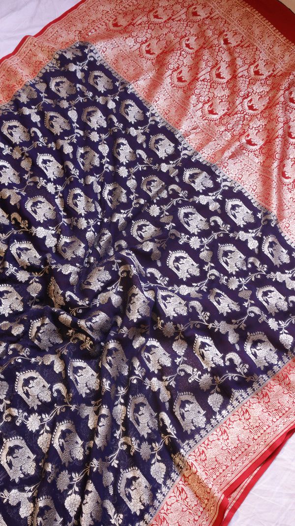 Handloom Pure Khaddi Georgette Saree