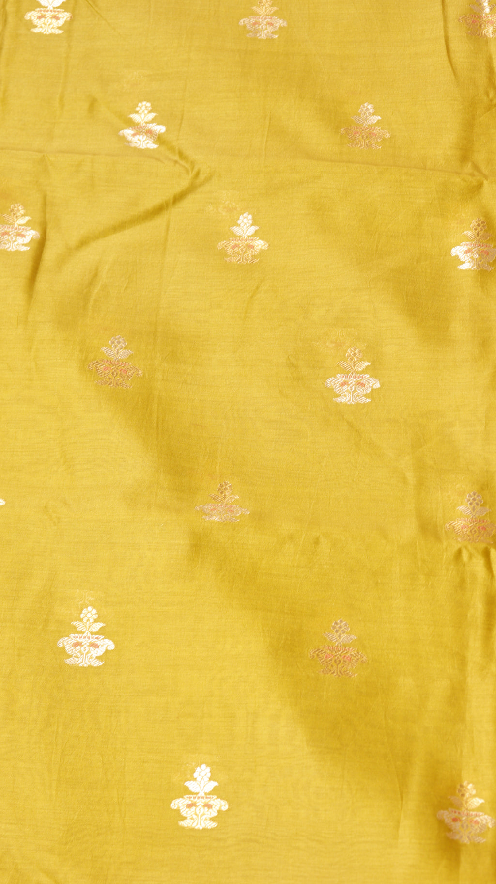 Pre-Order : Mustard Yellow Pure Chanderi Silk Handloom Suit Set with Contrast Dupatta