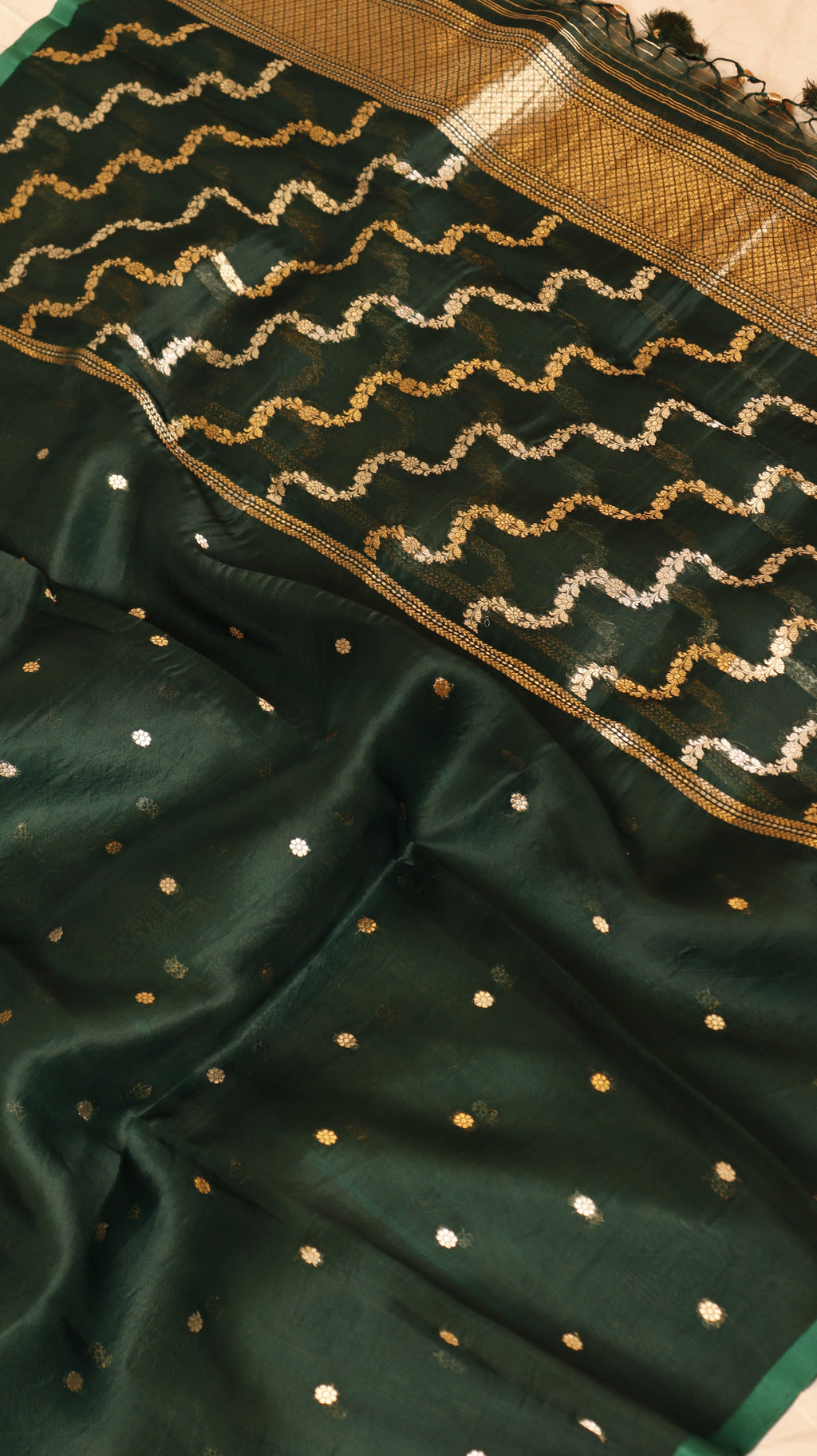 Pre-Order : Mustard Yellow Pure Chanderi Silk Handloom Suit Set with Contrast Dupatta