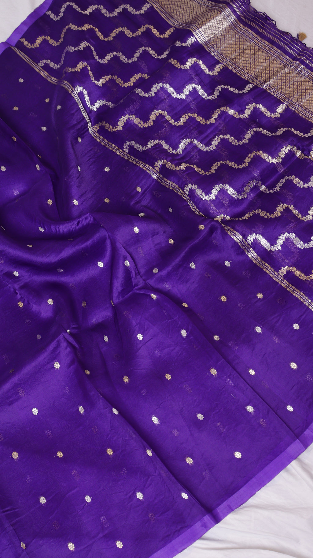 Pre-Order : Soft Purple Pure Kora Silk Handloom Suit Set with Contrast Dupatta