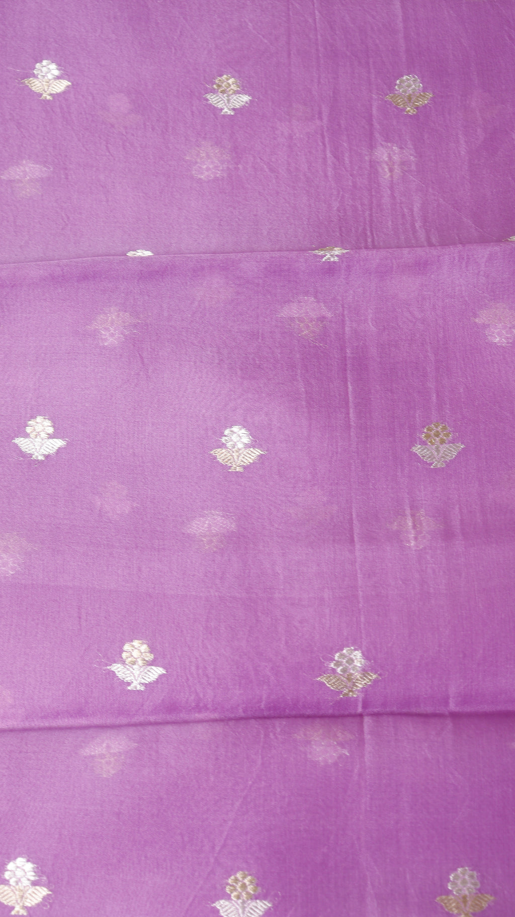 Pre-Order : Soft Purple Pure Kora Silk Handloom Suit Set with Contrast Dupatta