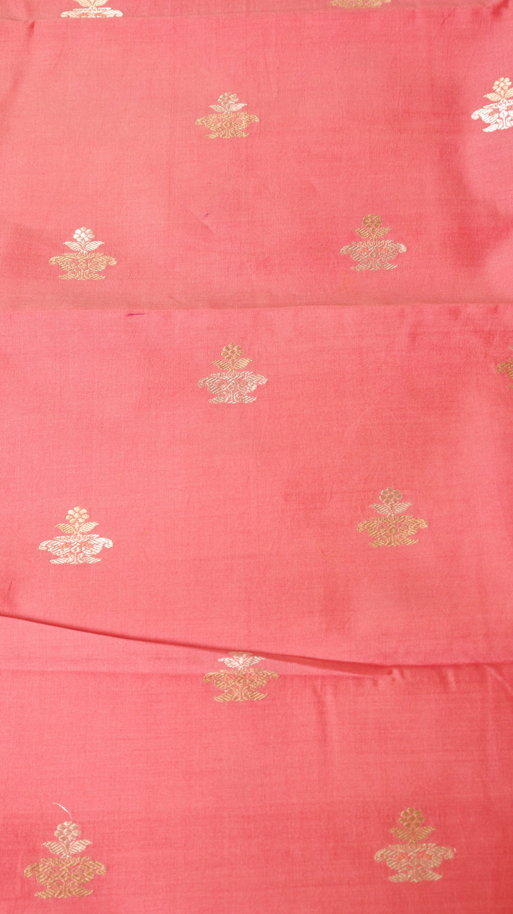 Peach Pure Chanderi Silk Handloom Suit Set with Contrast Dupatta