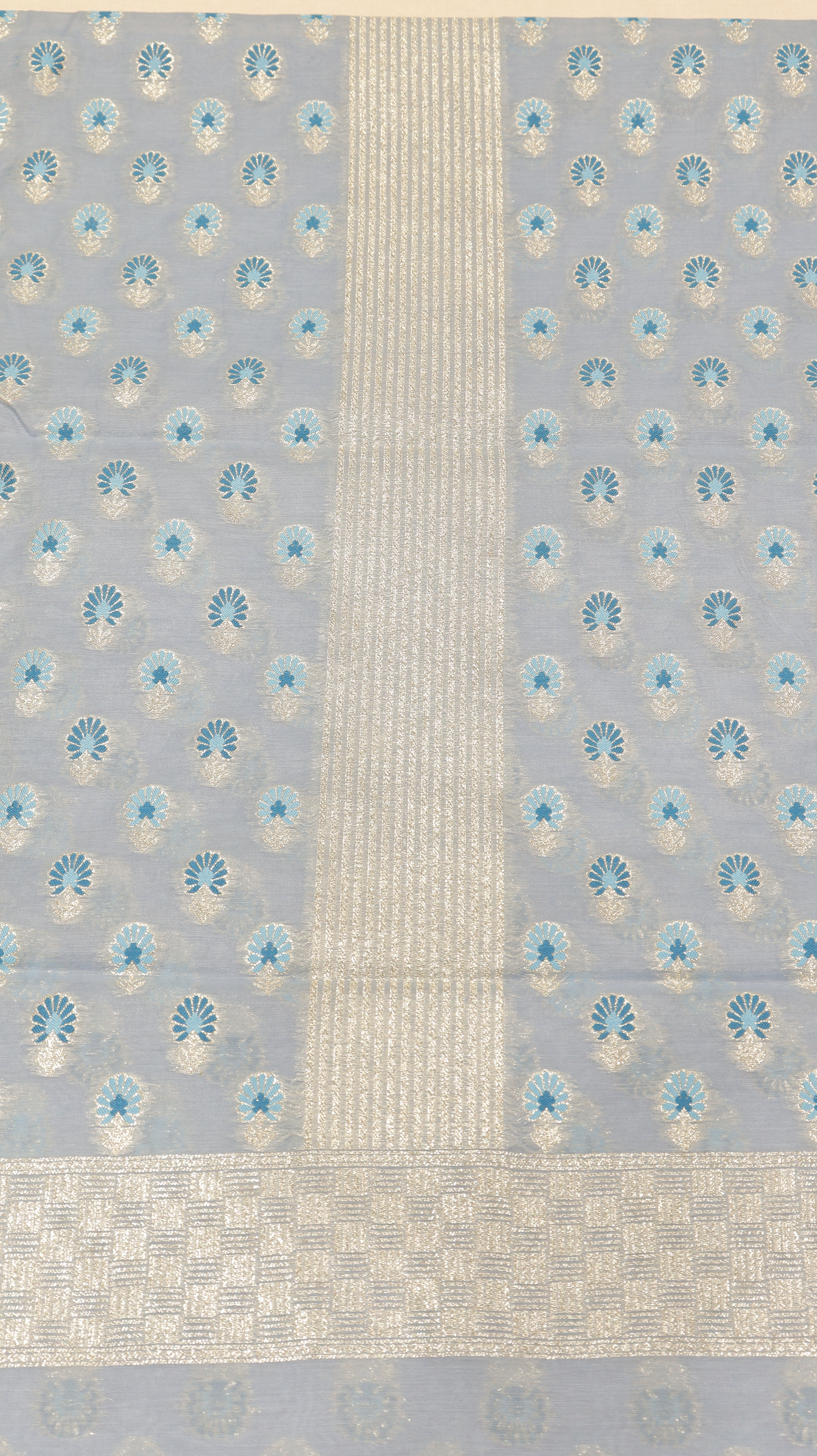 Soft Blue Cotton Chanderi  Handloom Suit Set