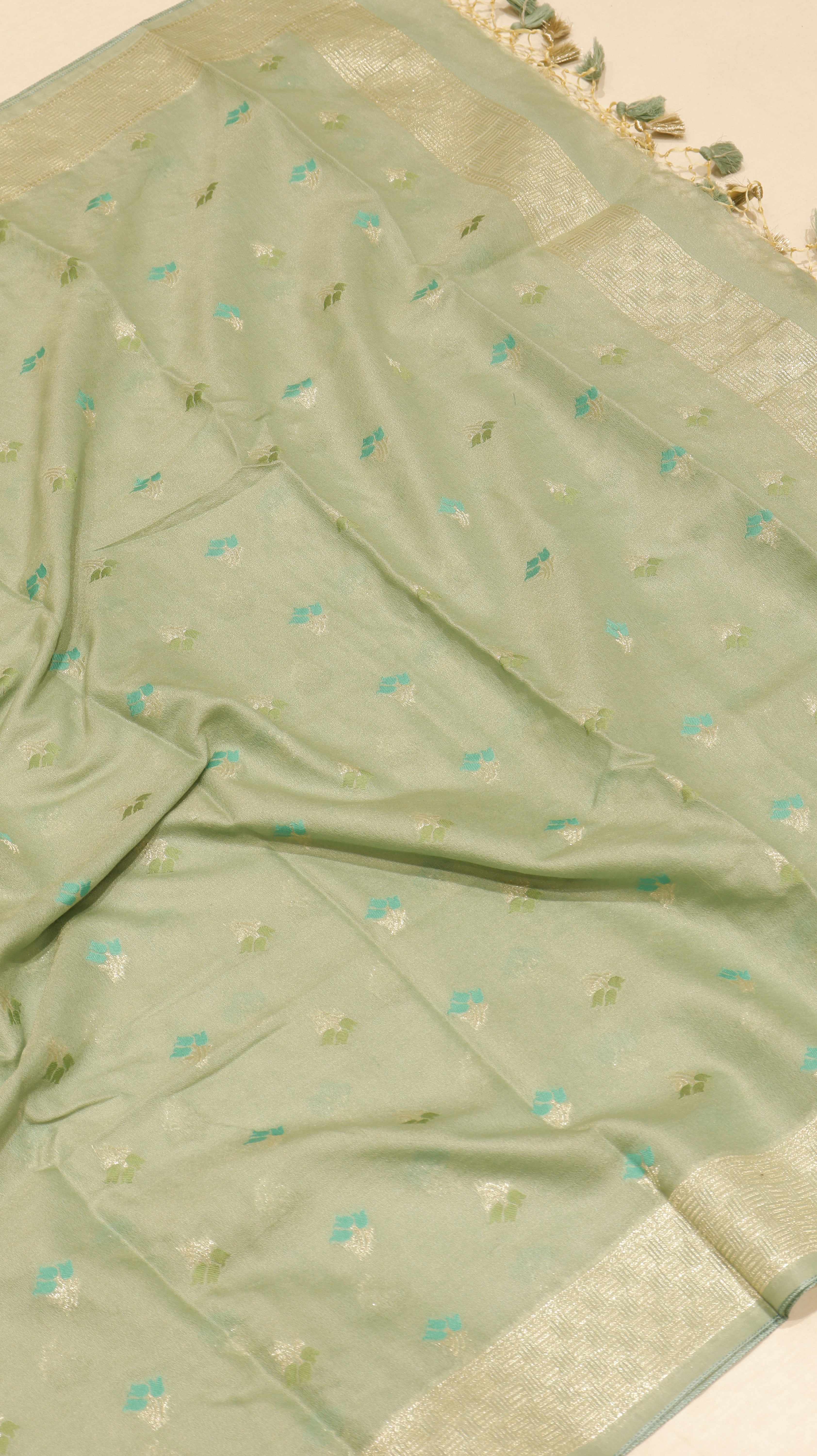 Soft Green Cotton Chanderi  Handloom Suit Set