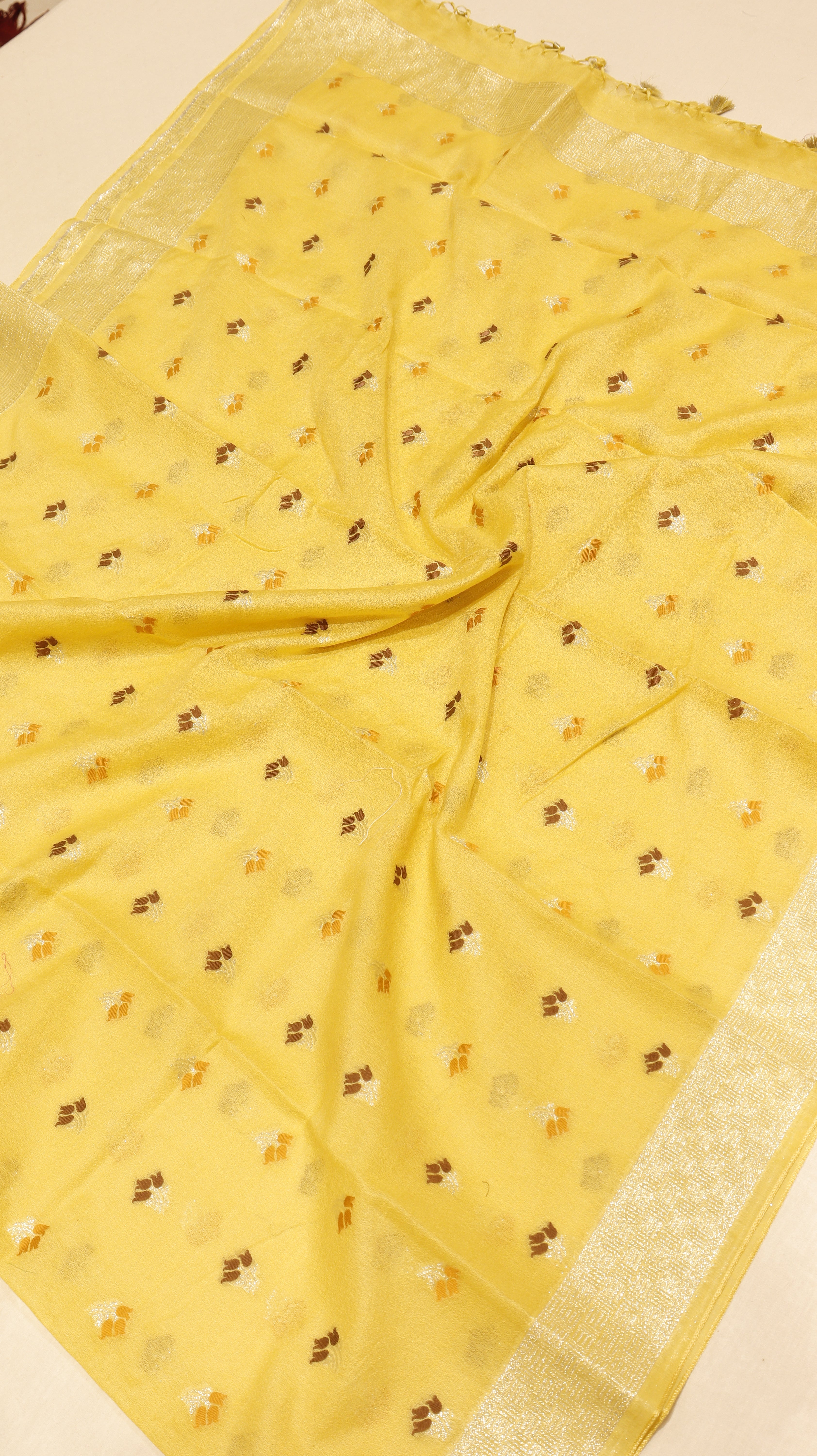 Yellow Cotton Chanderi  Handloom Suit Set