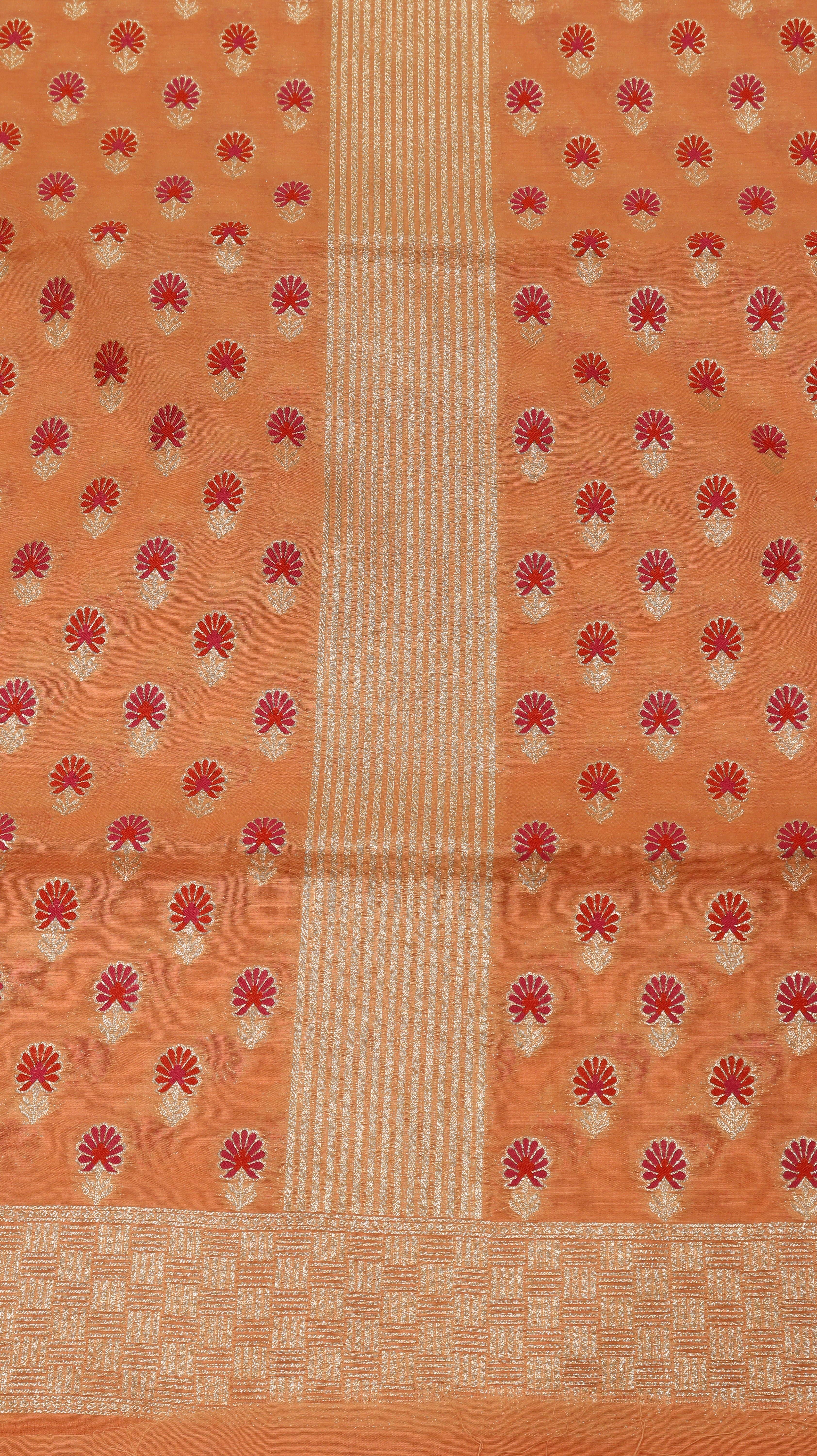 Peach Cotton Chanderi  Handloom Suit Set