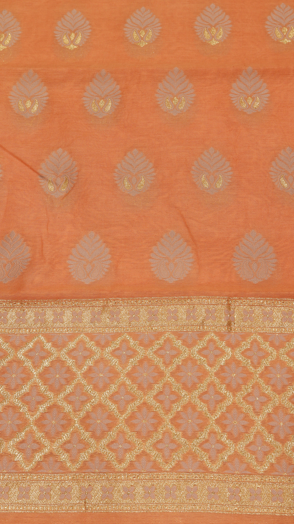 Pre-Order : Peach Cotton Chanderi Suit Set