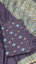 Deep Navy Blue Cotton Chanderi Suit Set