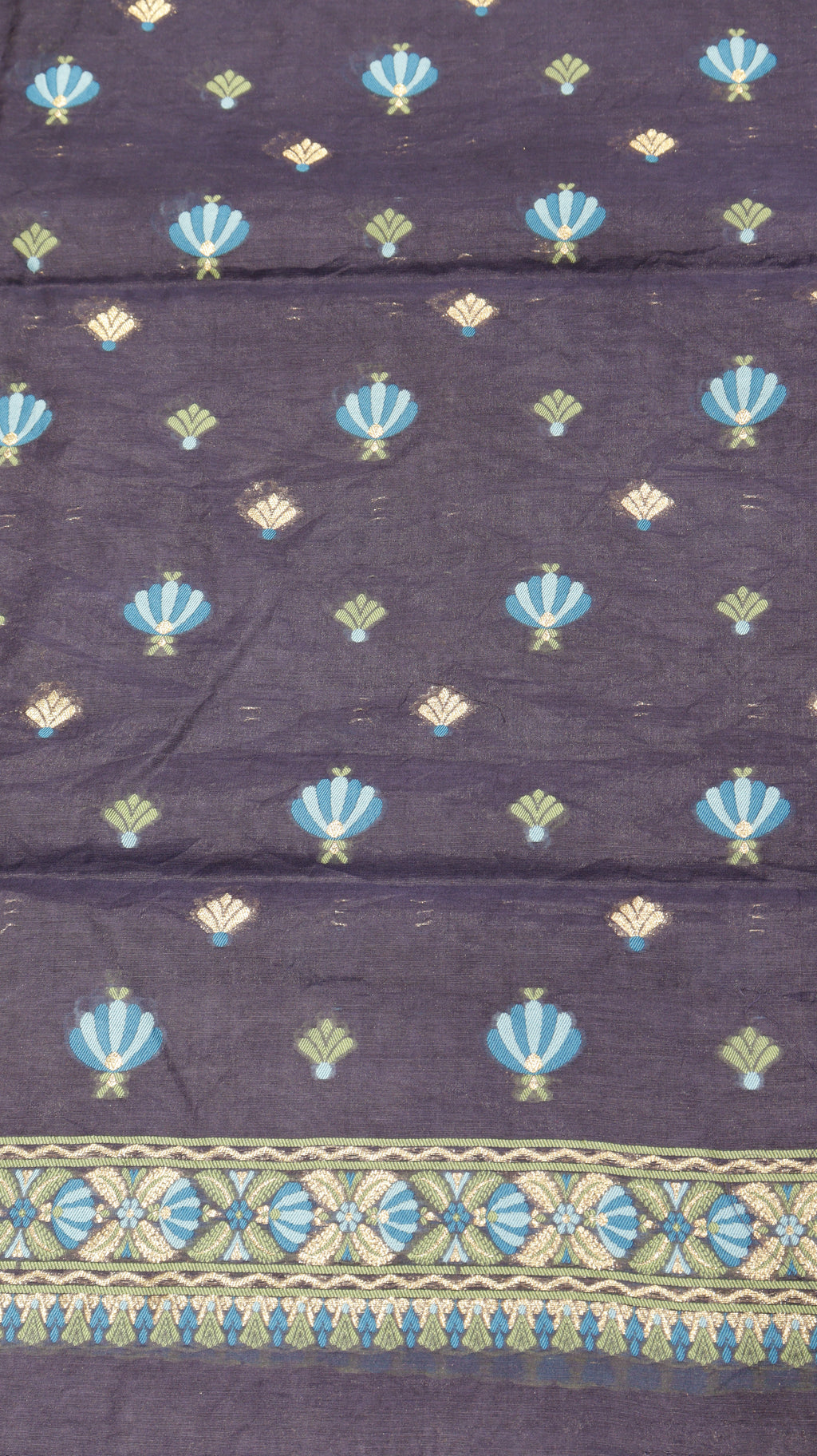 Deep Navy Blue Cotton Chanderi Suit Set