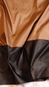 Brown Pure Katan Silk Handloom Saree with Dual Tone