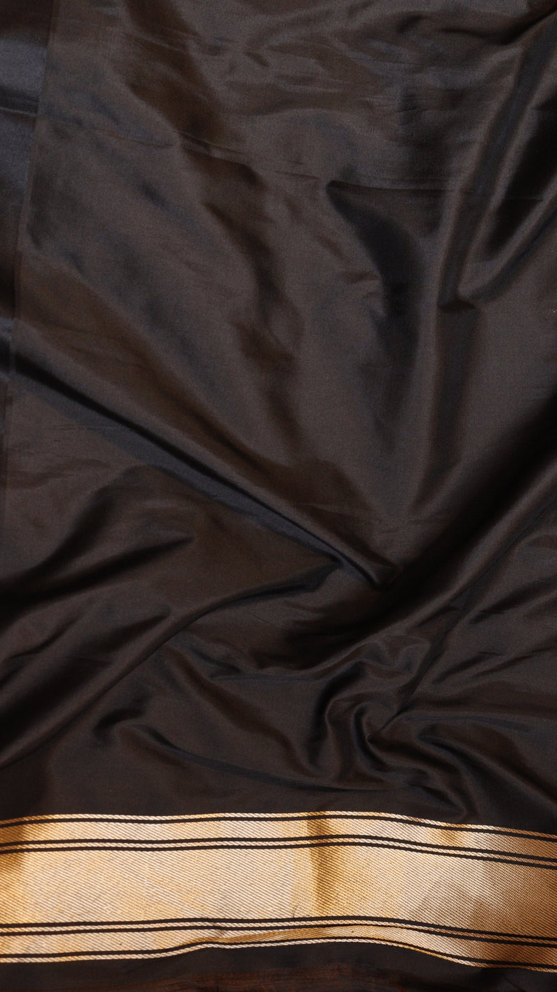 Brown Pure Katan Silk Handloom Saree with Dual Tone