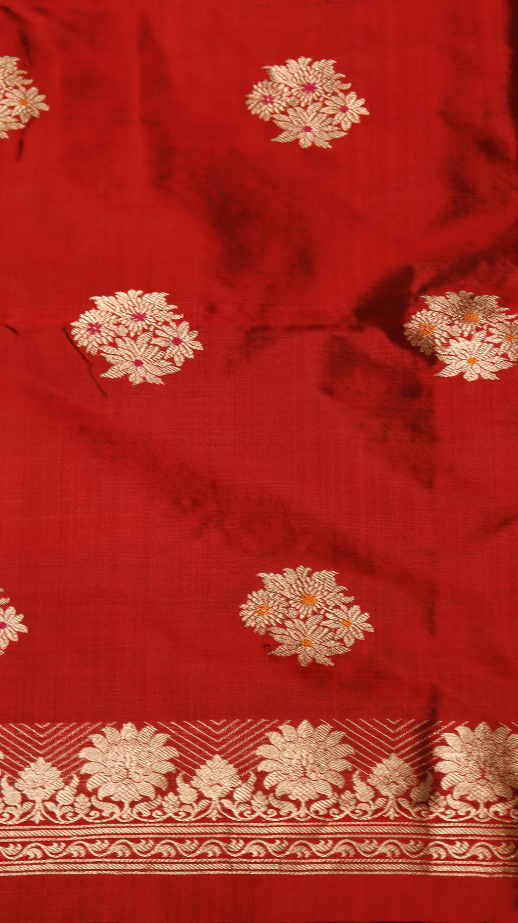 Red Pure Katan Silk Handloom Suit Set
