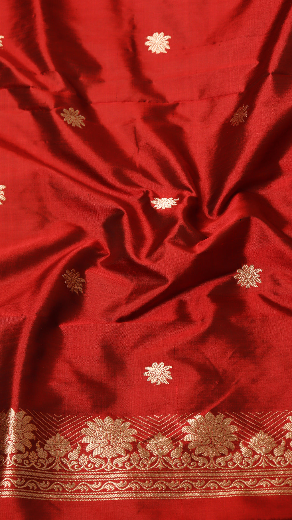 Red Pure Katan Silk Handloom Suit Set