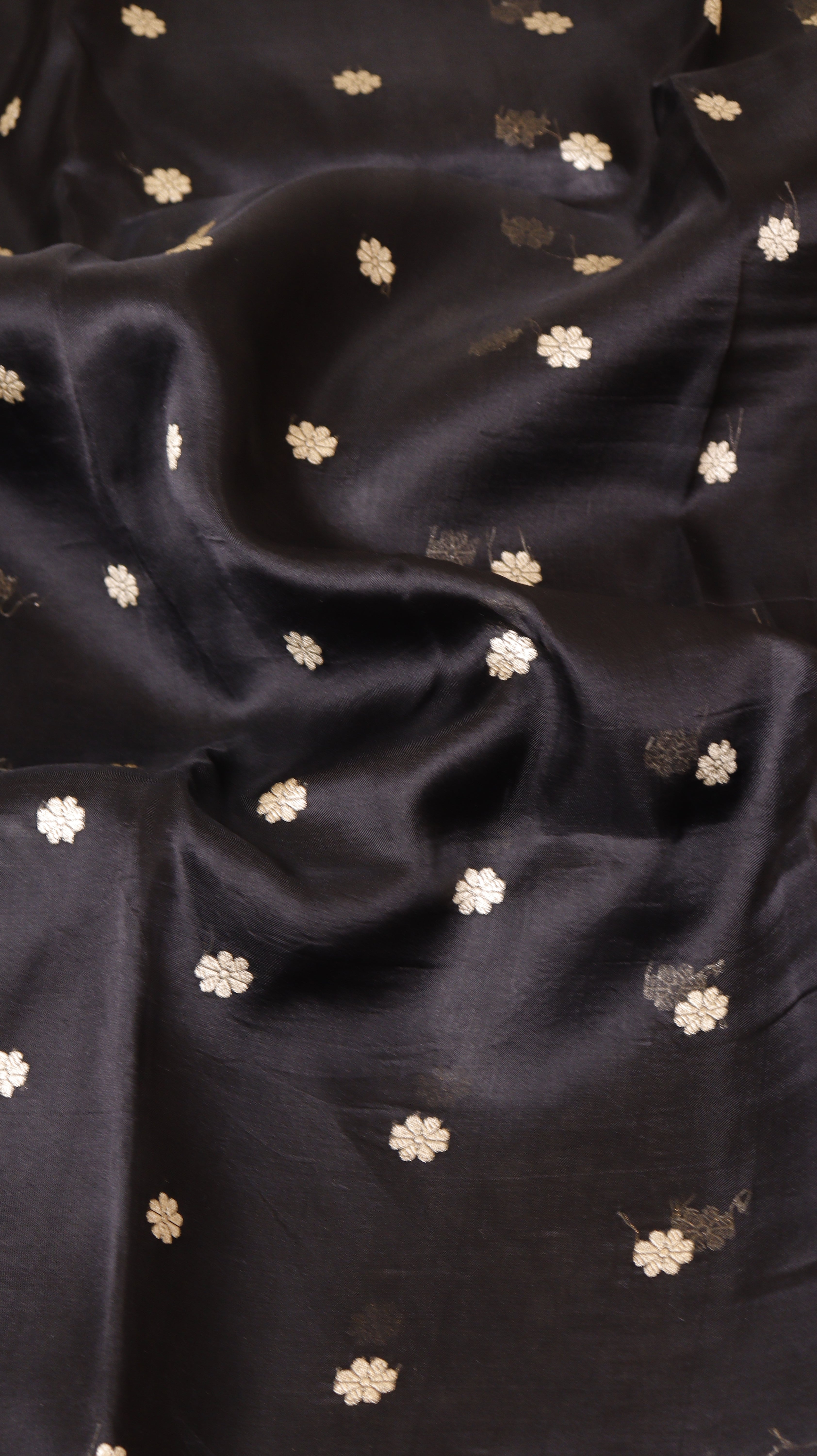 Black Pure Kora Silk Handloom Saree