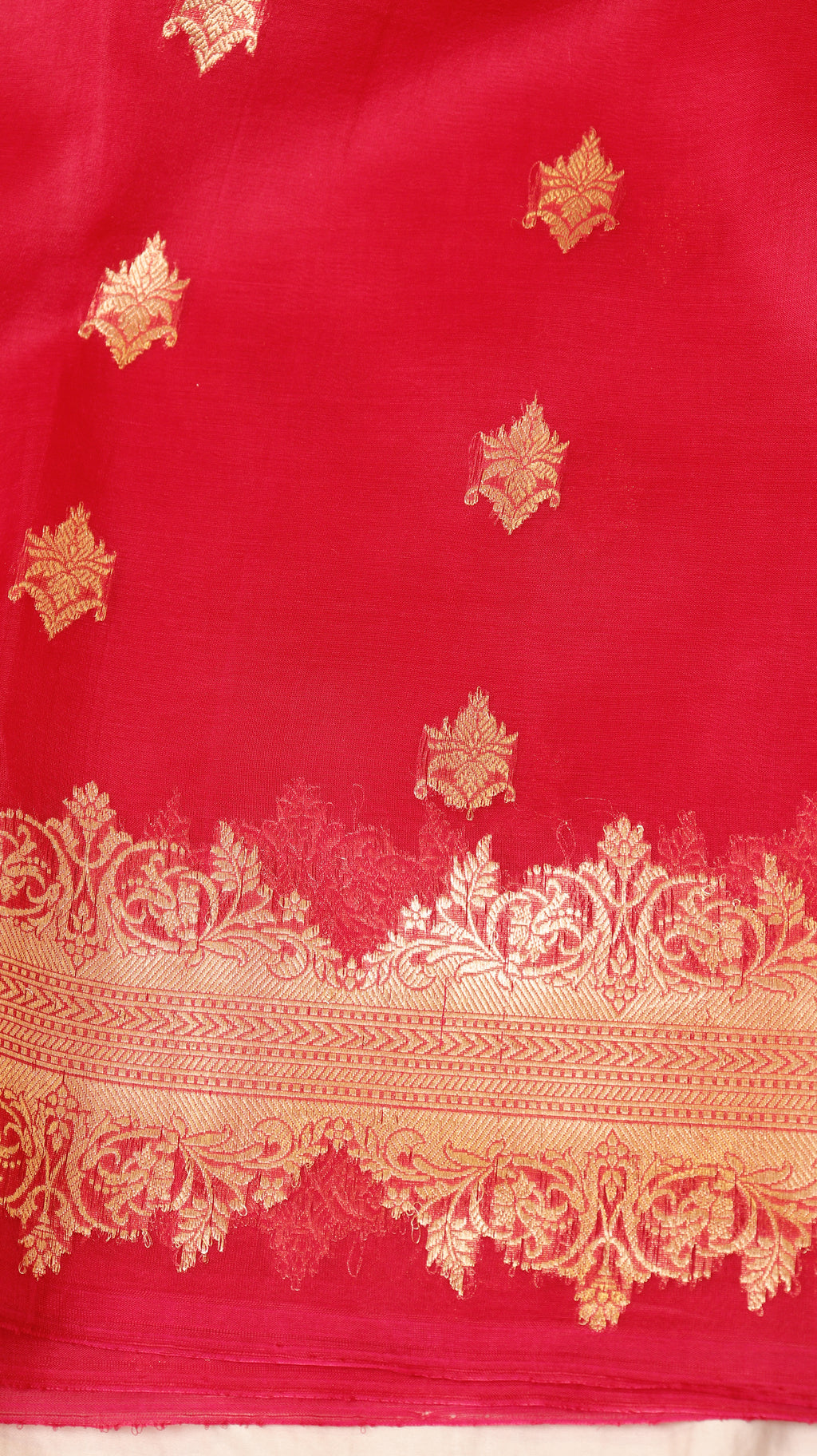 Red Pure Kora Silk Handloom Saree