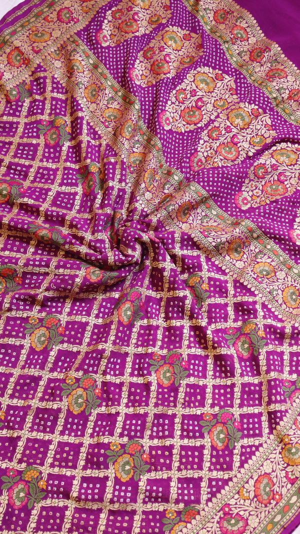 Handwoven Bandhej Khaddi Georgette Saree