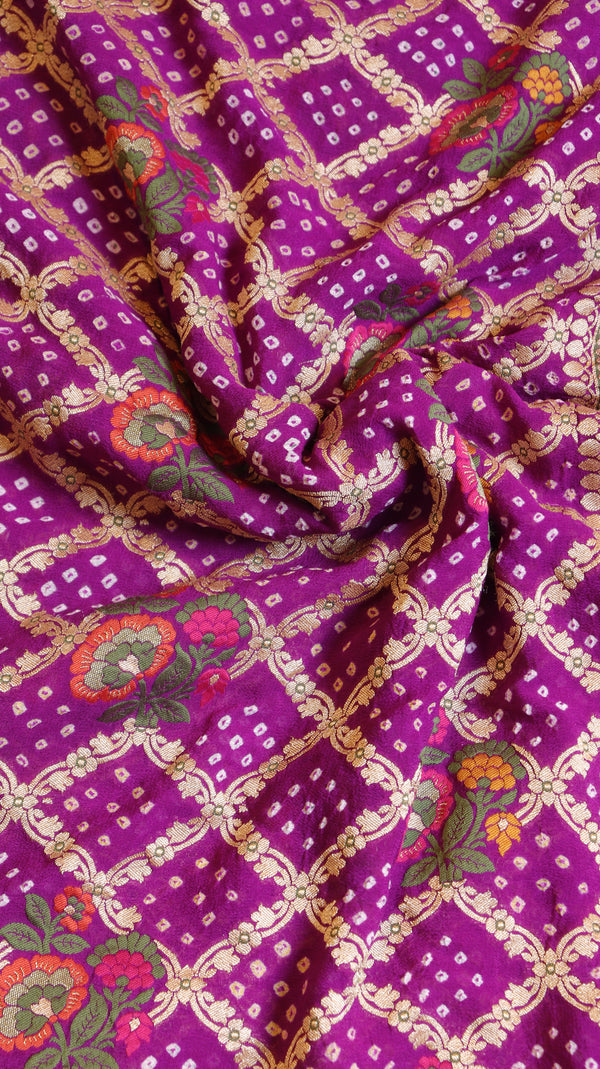 Handwoven Bandhej Khaddi Georgette Saree