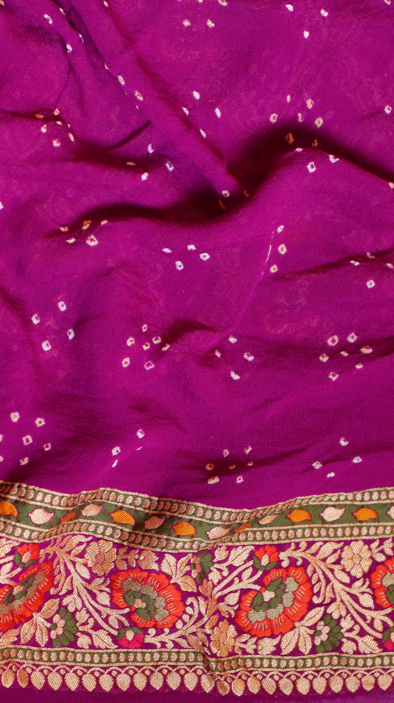 Handwoven Bandhej Khaddi Georgette Saree
