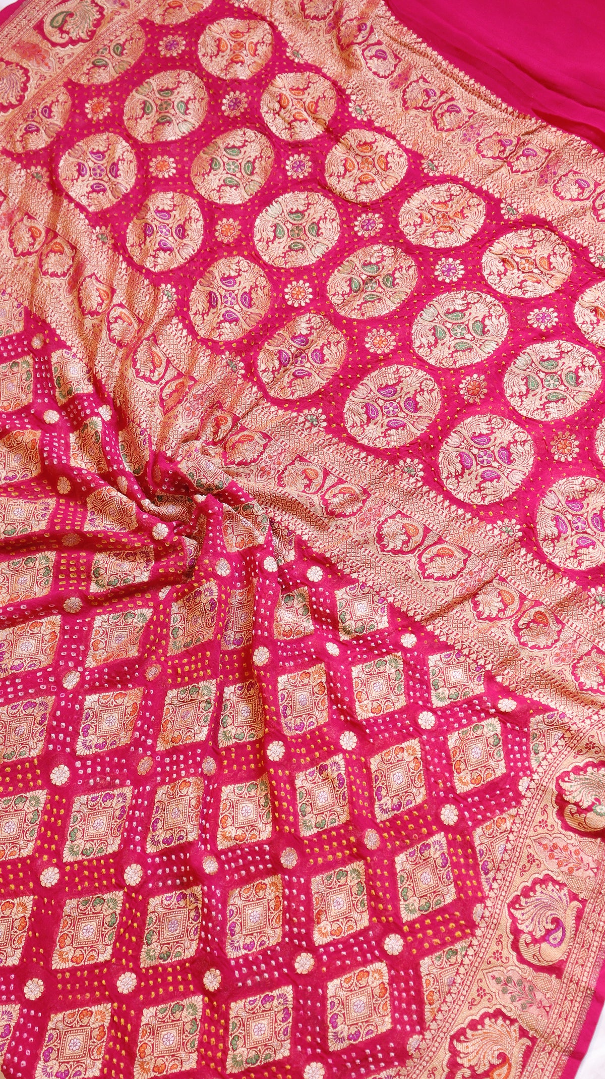 Handwoven Bandhej Khaddi Georgette Saree