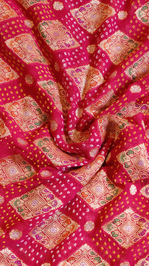Handwoven Bandhej Khaddi Georgette Saree