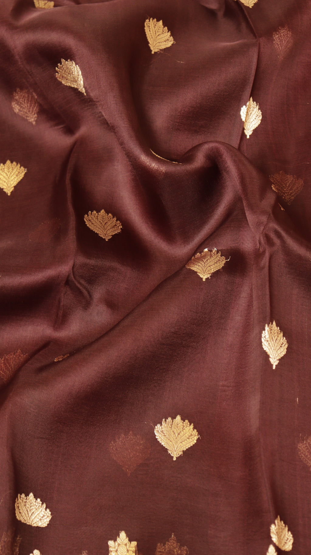 Deep Coffee Brown Pure Kora Silk Handloom Saree