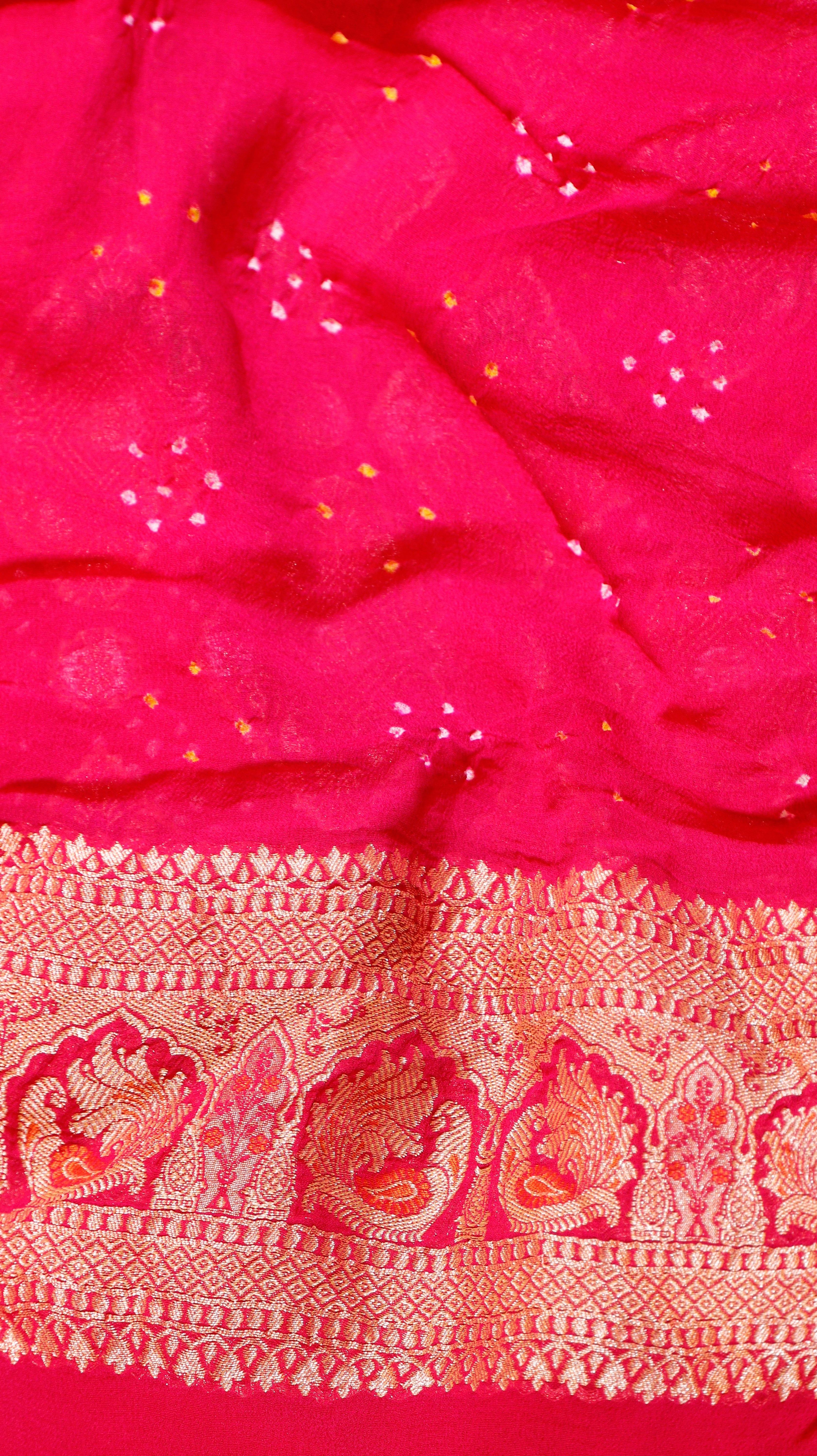 Handwoven Bandhej Khaddi Georgette Saree