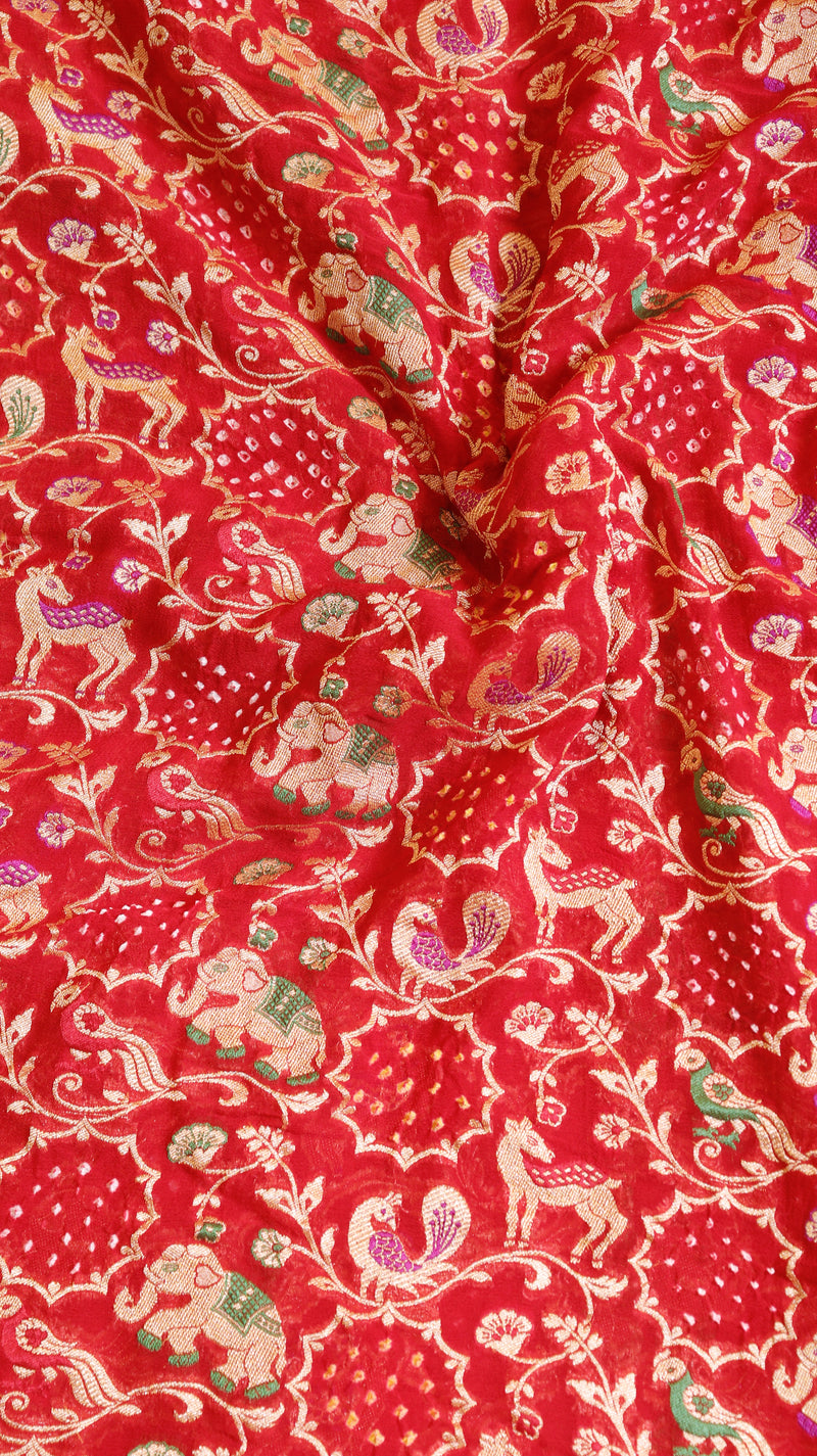 Shikargah Bandhej Khaddi Georgette Saree