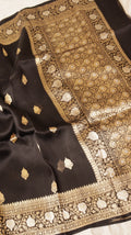 Black Pure Kora Silk Handloom Saree