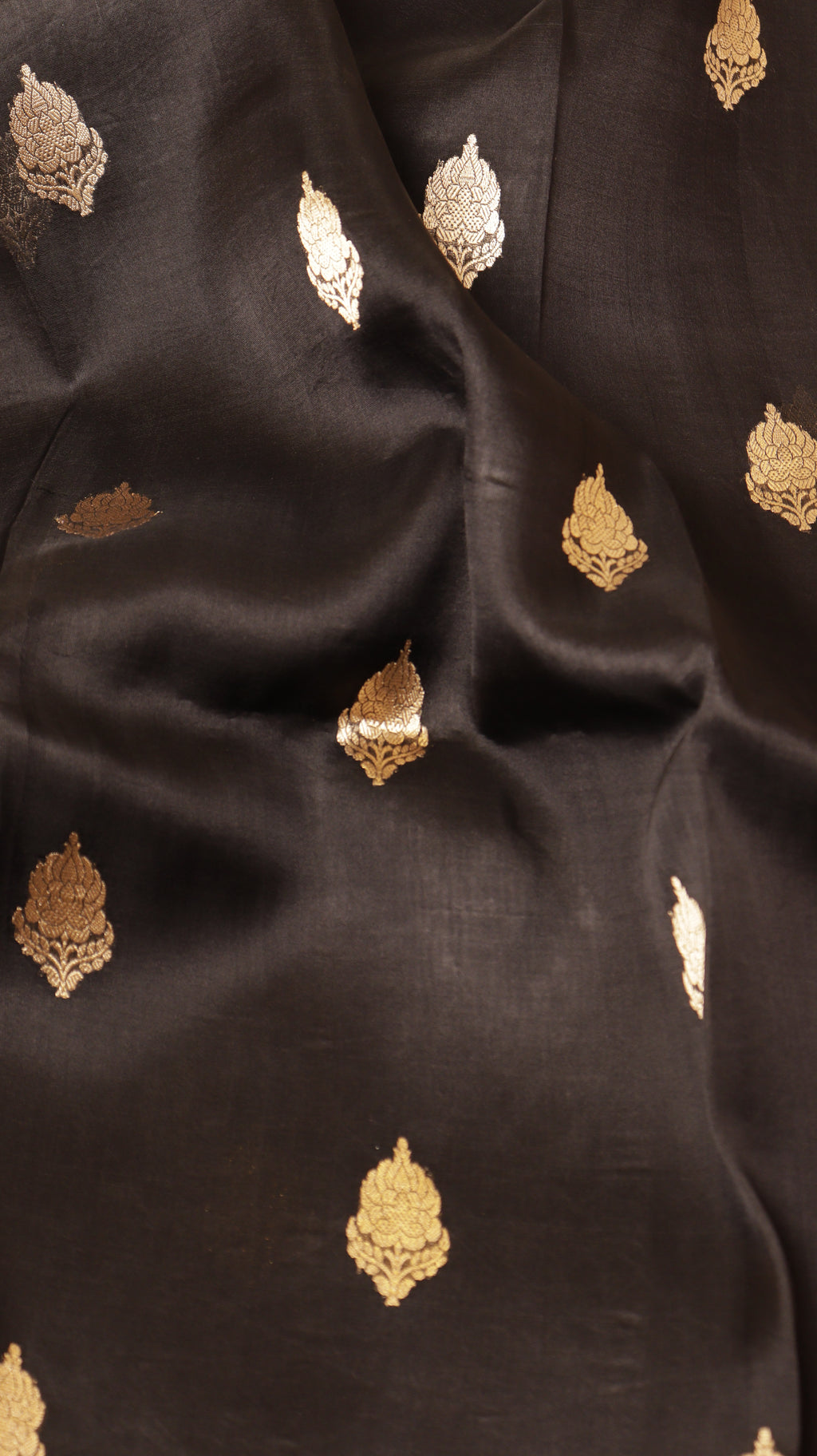 Black Pure Kora Silk Handloom Saree