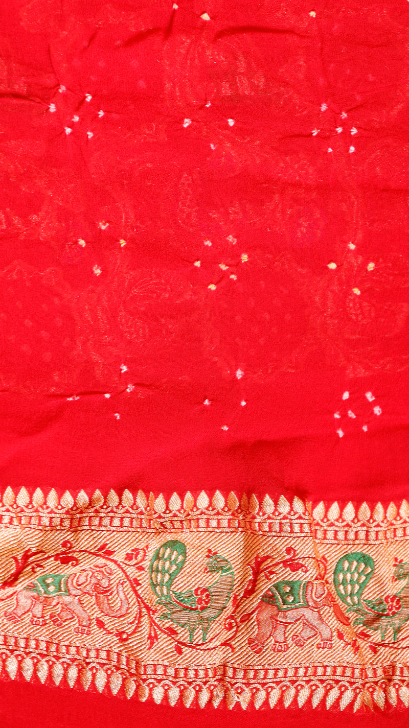 Shikargah Bandhej Khaddi Georgette Saree