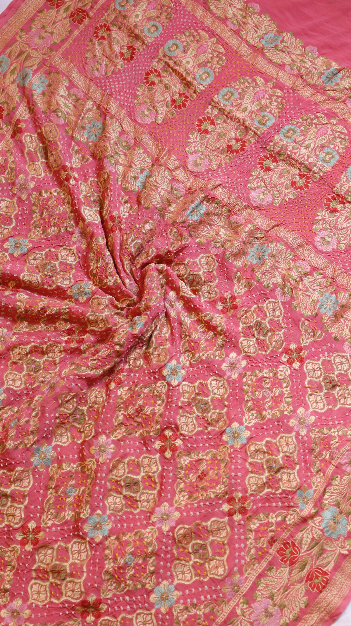 Handwoven Bandhej Khaddi Georgette Saree