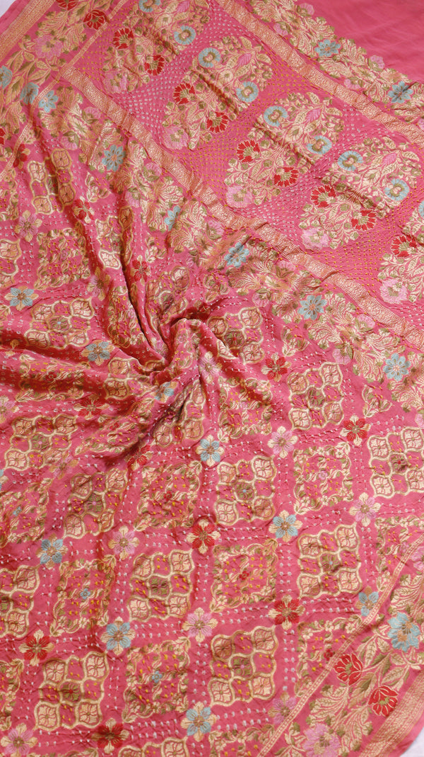 Handwoven Bandhej Khaddi Georgette Saree