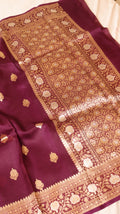 Plum Pure Kora Silk Handloom Saree
