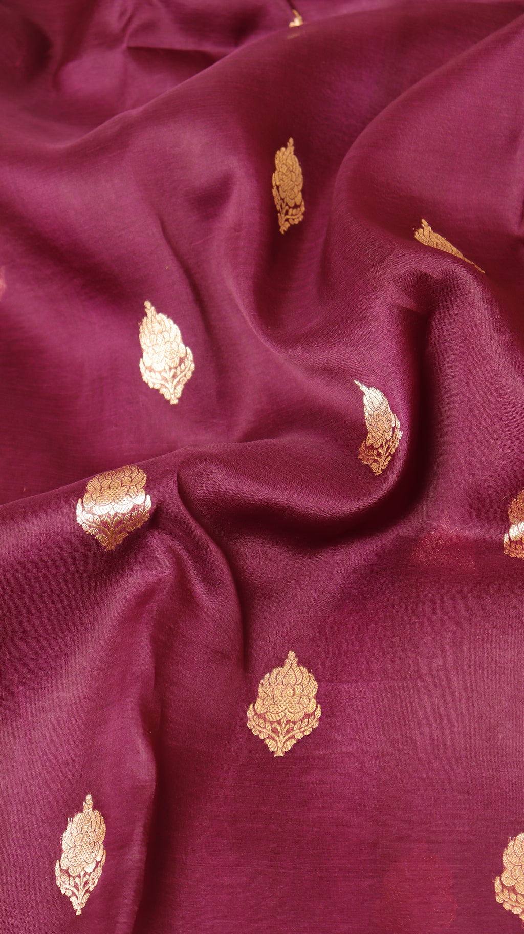 Plum Pure Kora Silk Handloom Saree