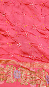 Handwoven Bandhej Khaddi Georgette Saree