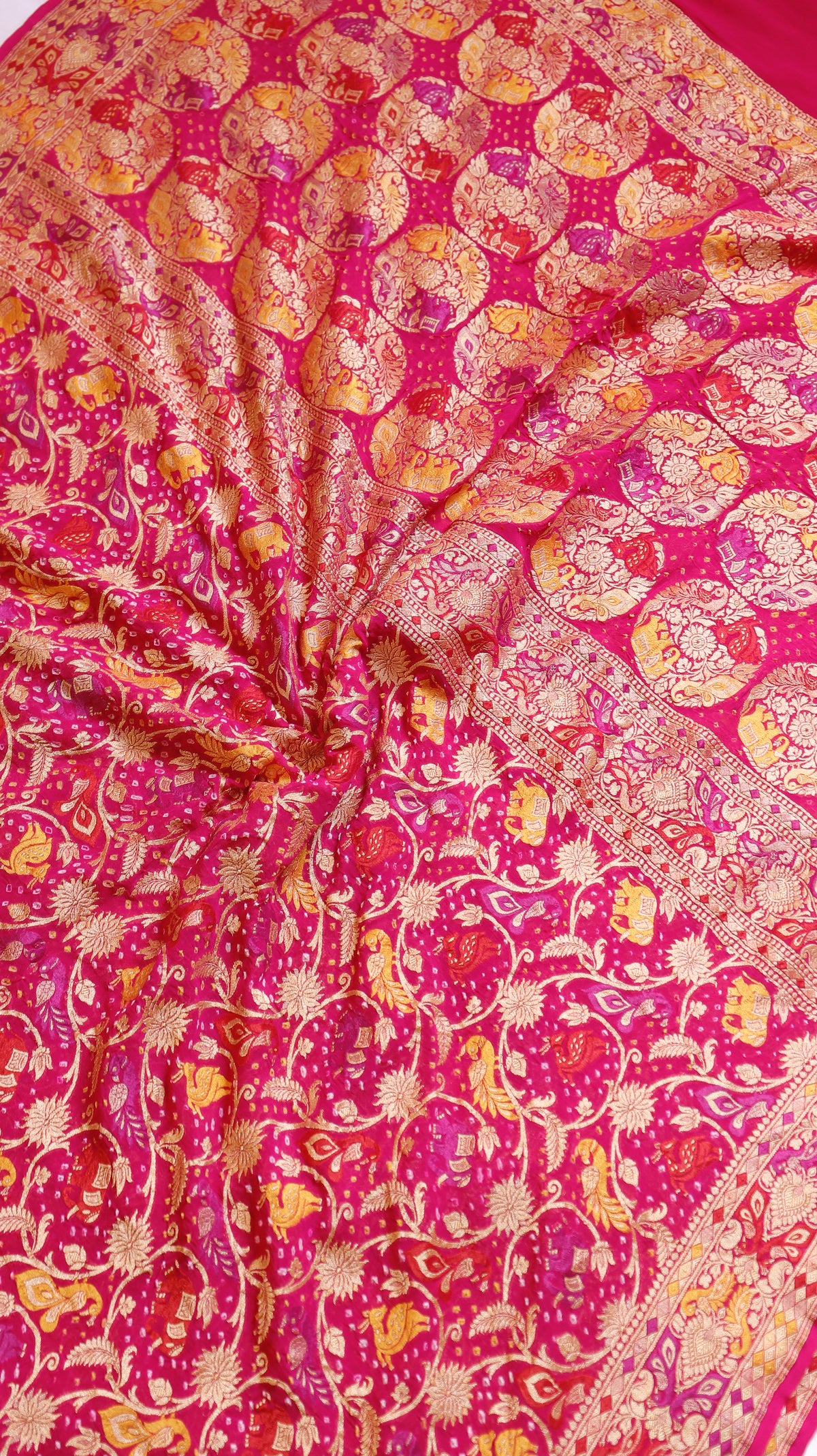 Handwoven Bandhej Khaddi Georgette Saree