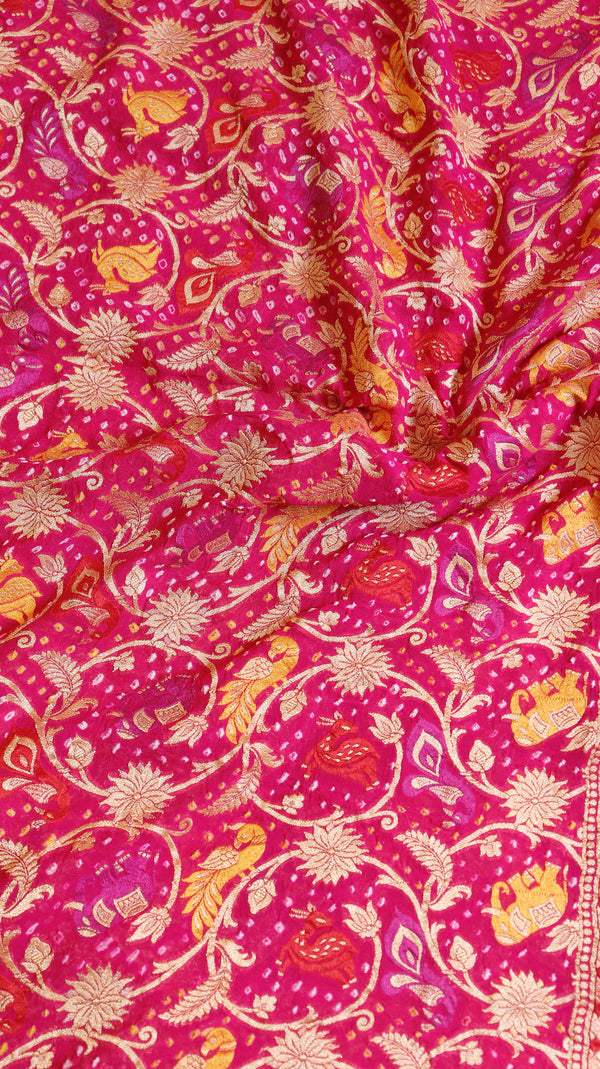 Handwoven Bandhej Khaddi Georgette Saree