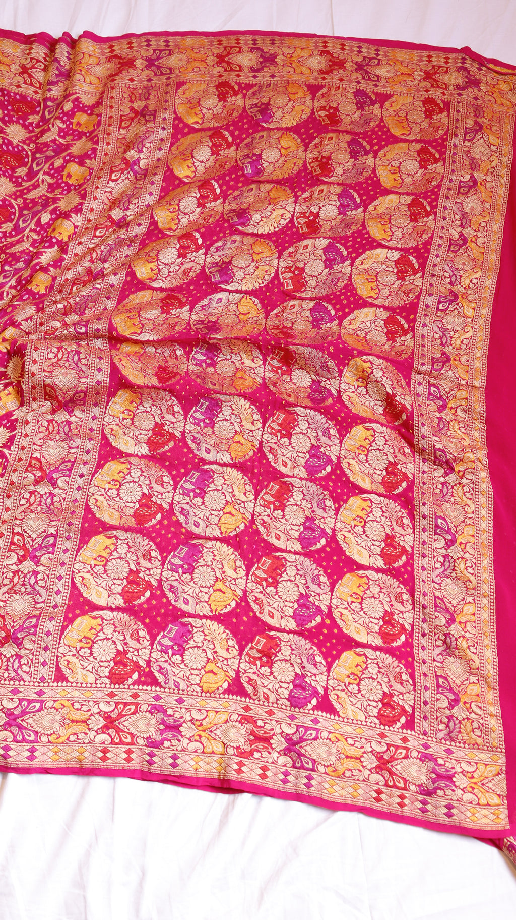 Handwoven Bandhej Khaddi Georgette Saree