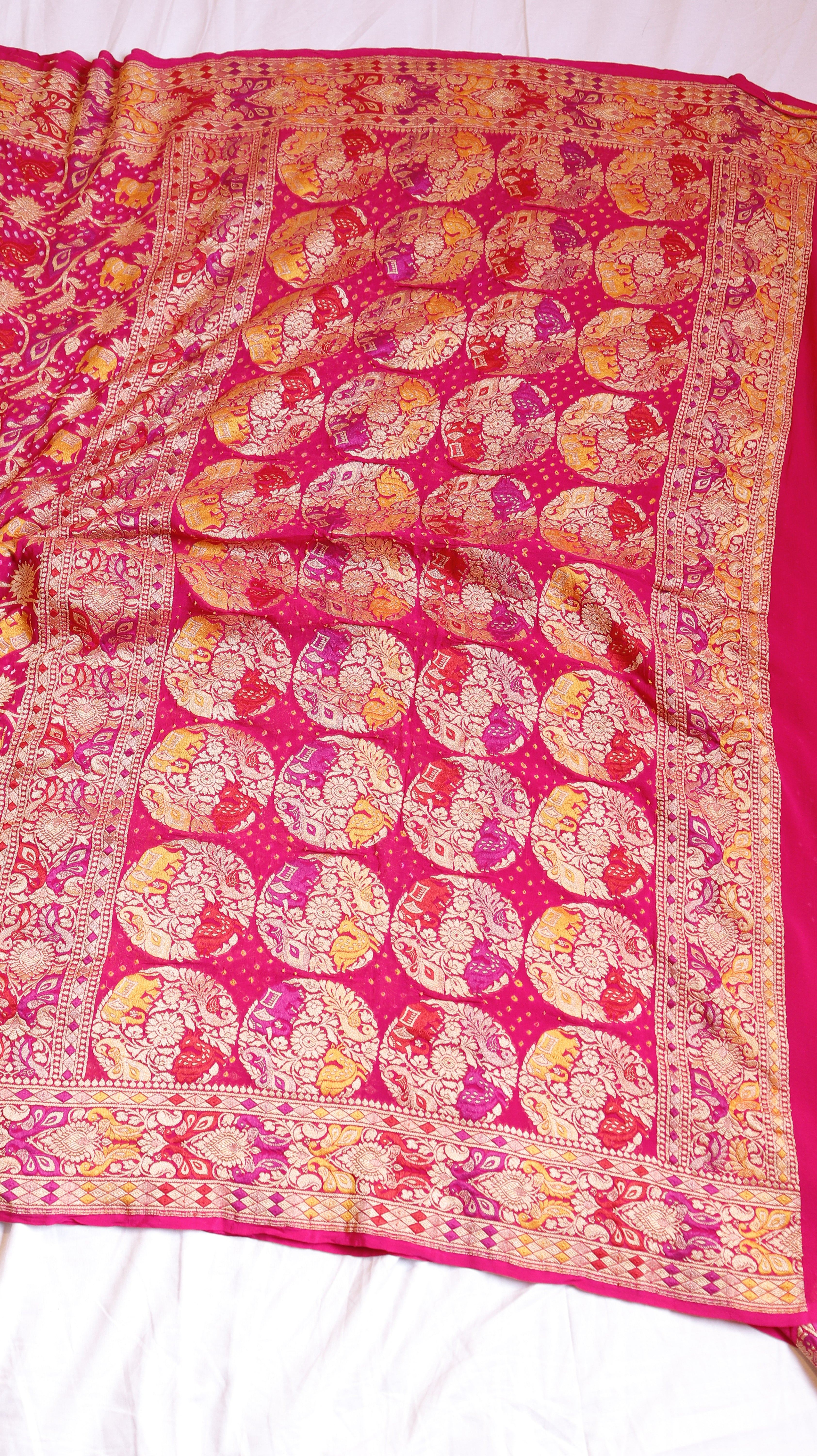 Handwoven Bandhej Khaddi Georgette Saree