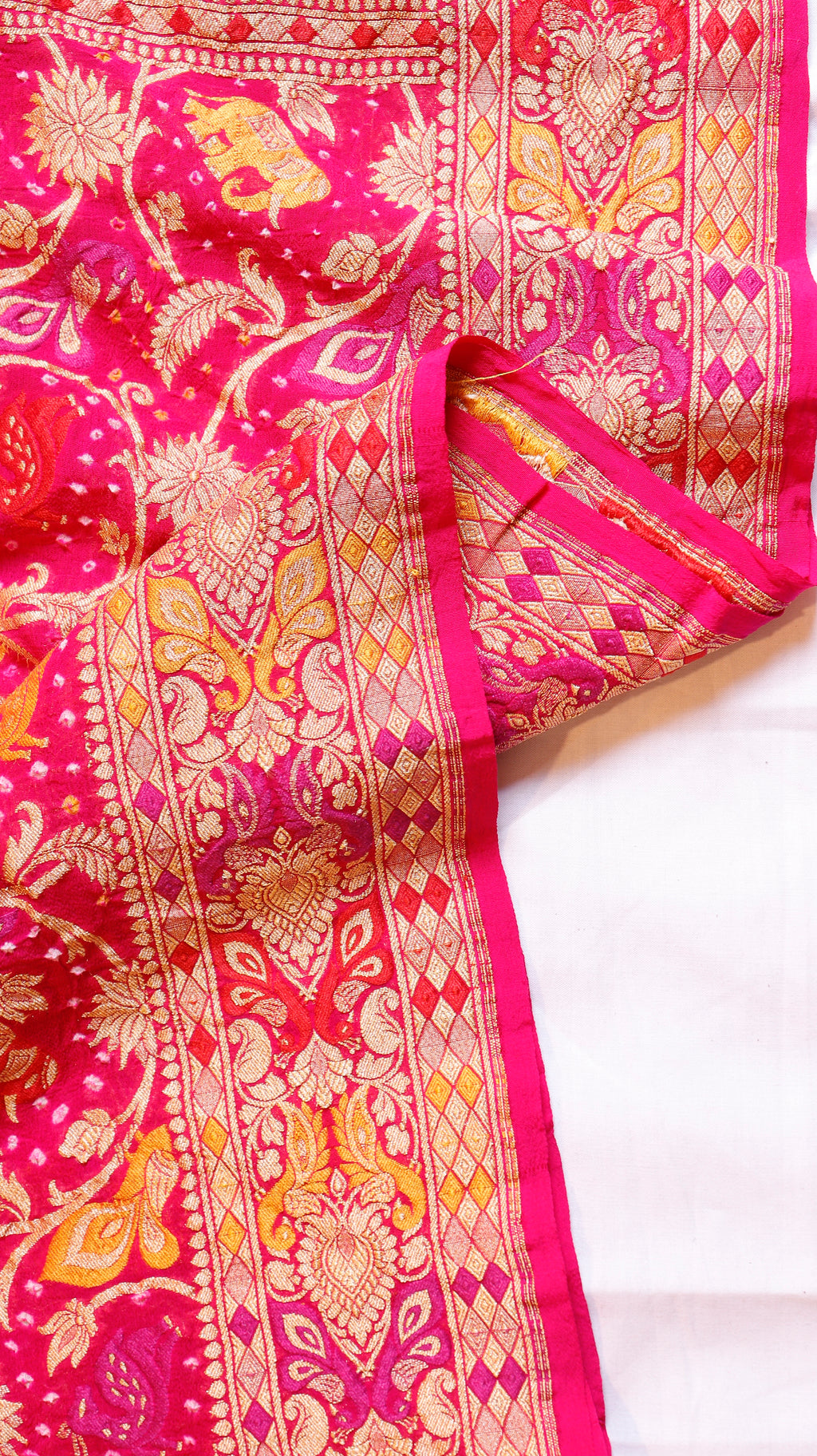 Handwoven Bandhej Khaddi Georgette Saree