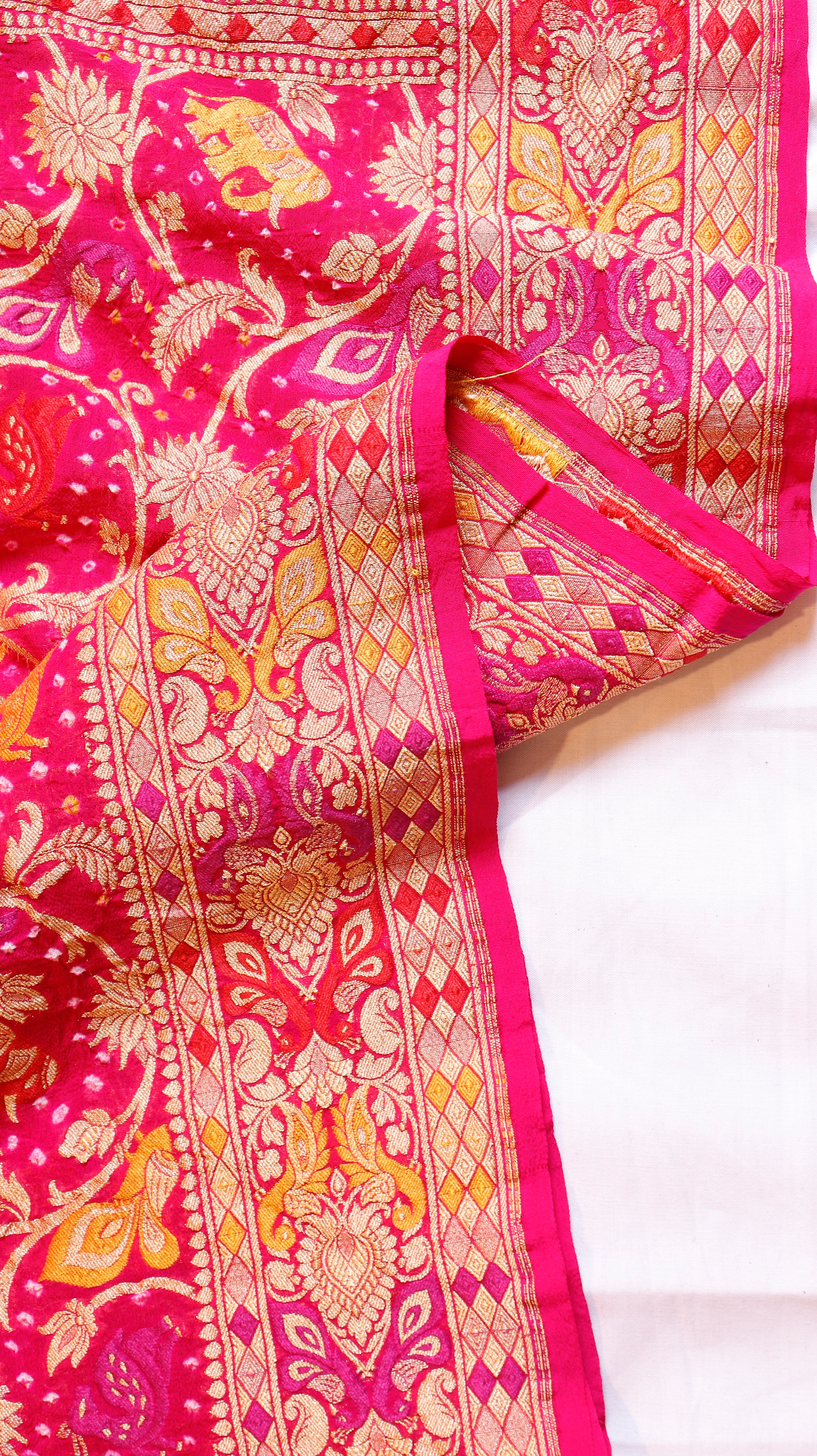 Handwoven Bandhej Khaddi Georgette Saree
